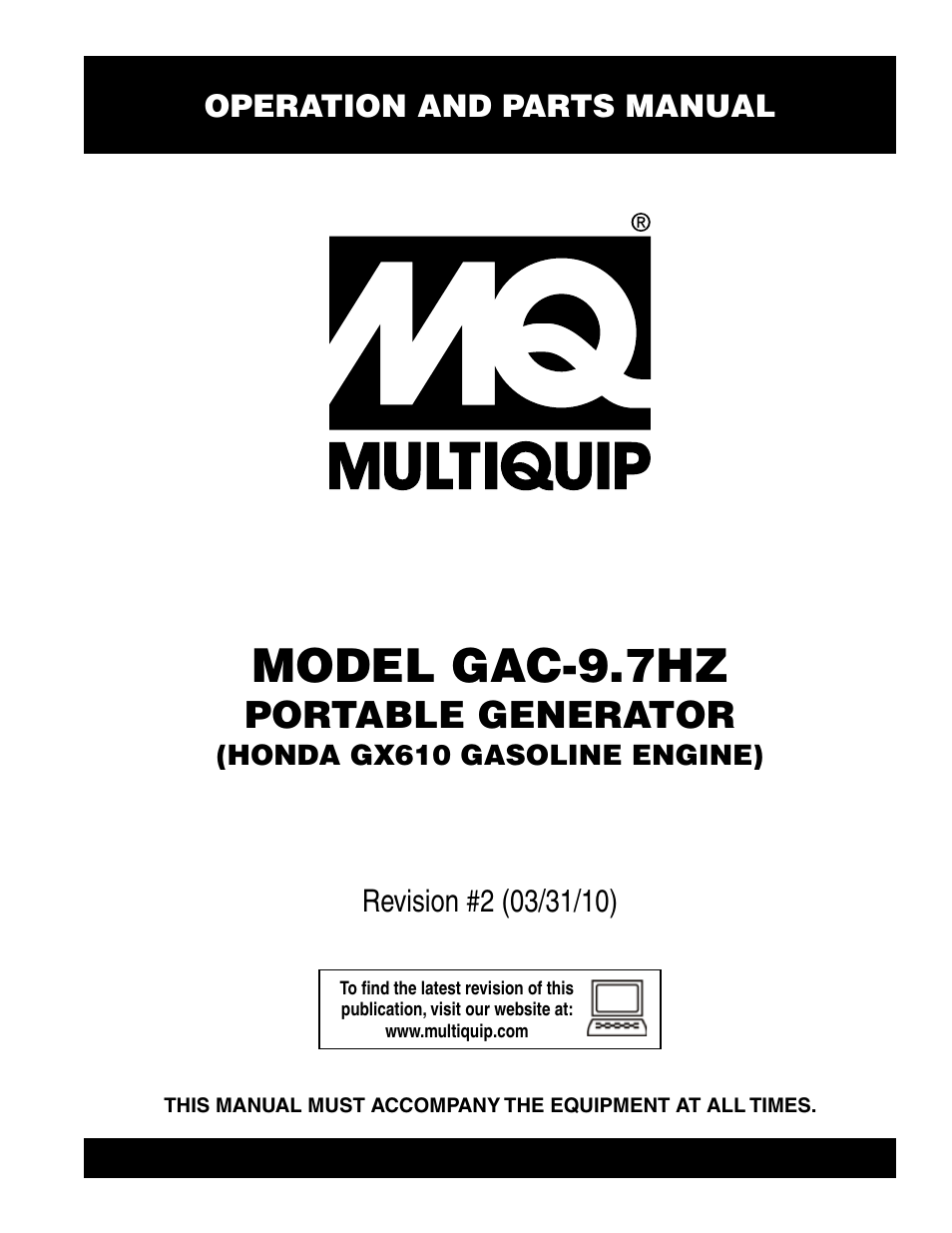 Multiquip GAC-9.7HZ User Manual | 88 pages