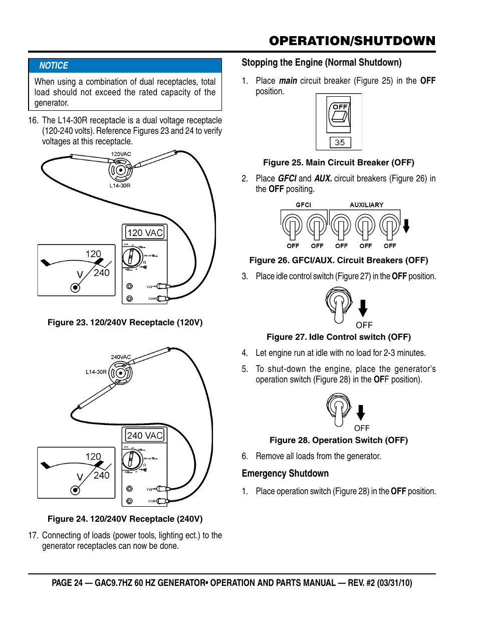 Operation/shutdown | Multiquip GAC-9.7HZ User Manual | Page 24 / 88