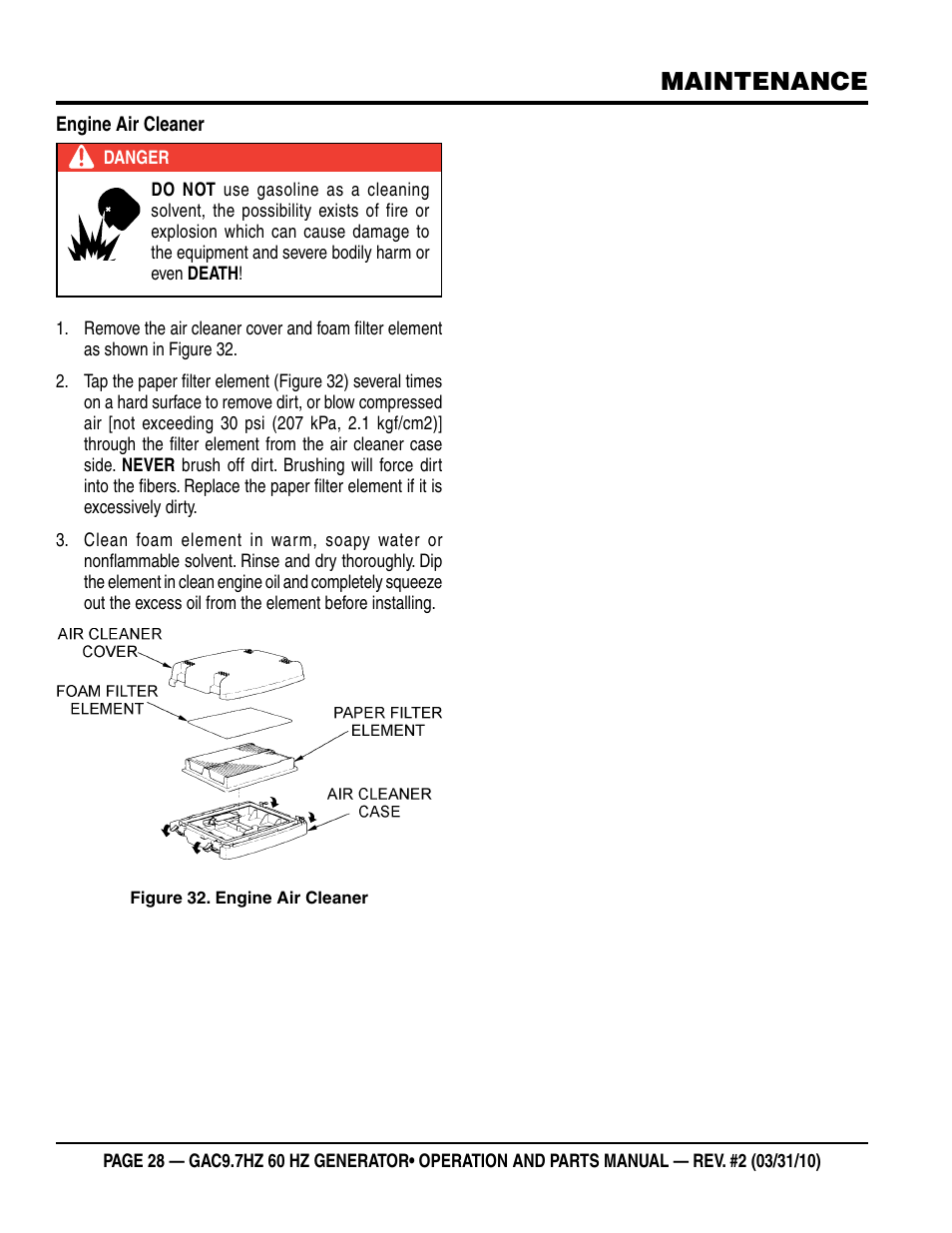 Maintenance | Multiquip GAC-9.7HZ User Manual | Page 28 / 88