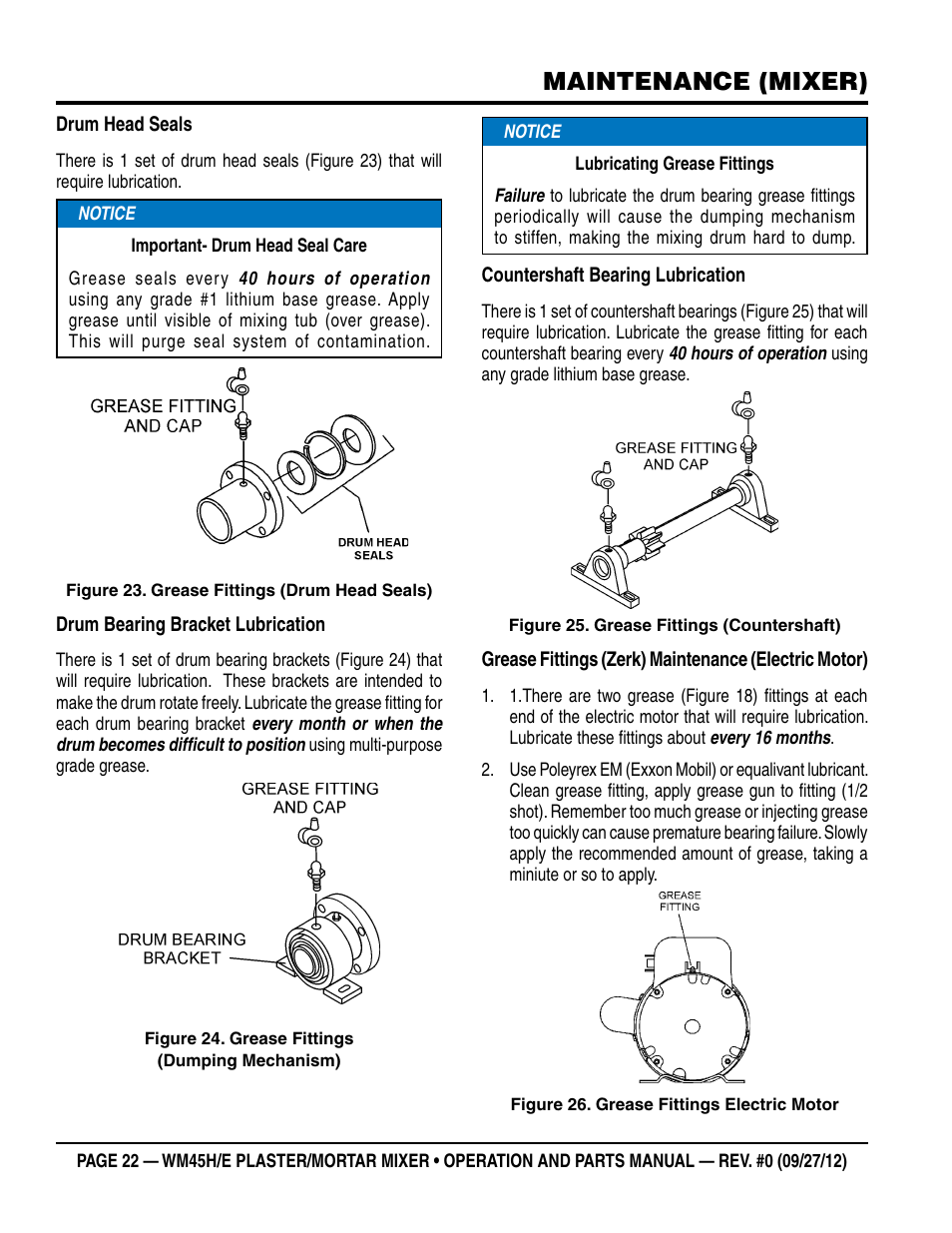 Maintenance (mixer) | Multiquip WM45H User Manual | Page 22 / 46