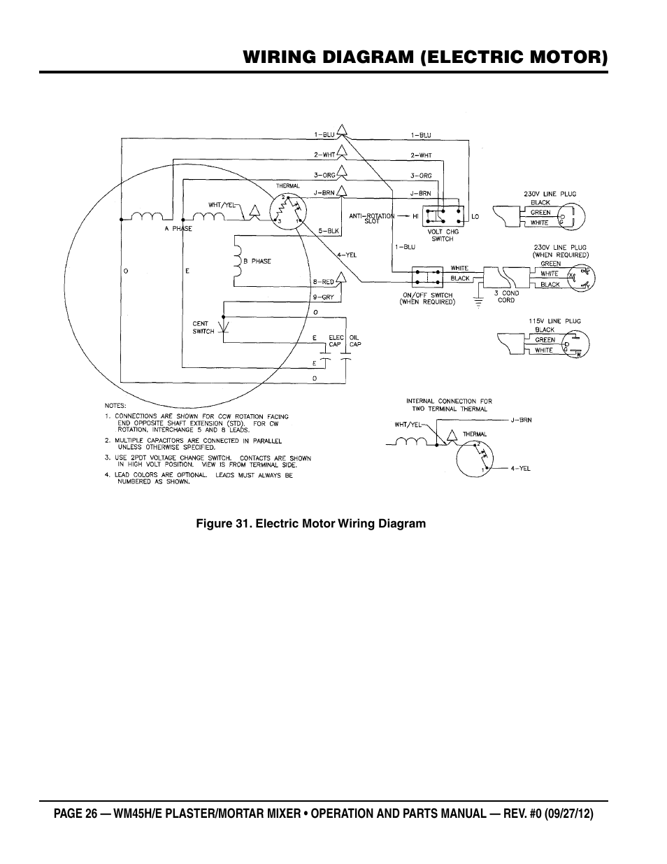 Wiring diagram (electric motor) | Multiquip WM45H User Manual | Page 26 / 46