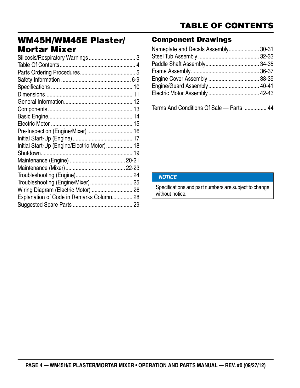 Multiquip WM45H User Manual | Page 4 / 46