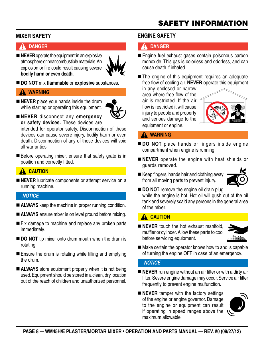 Safety information | Multiquip WM45H User Manual | Page 8 / 46