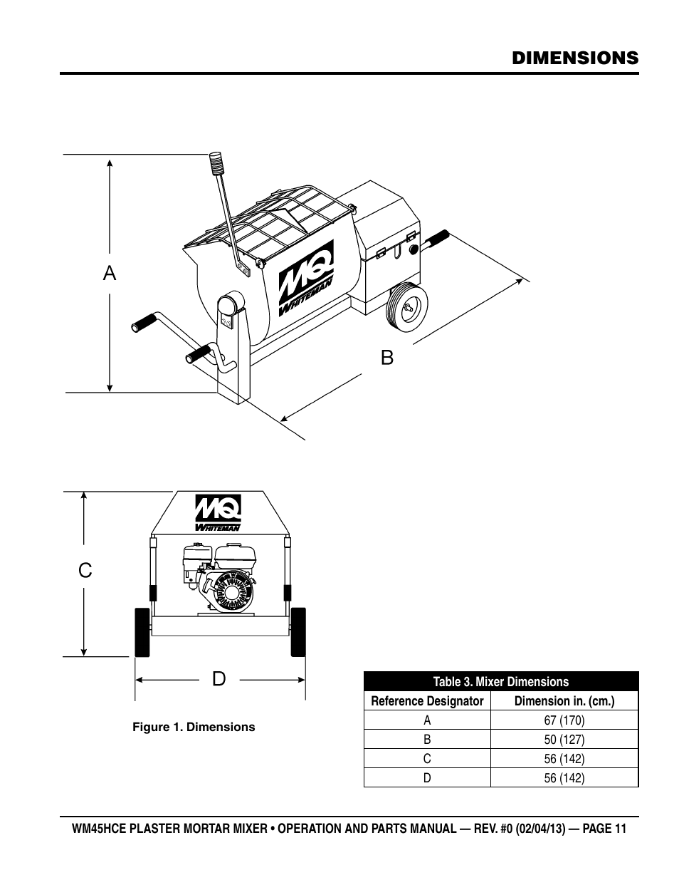 Dimensions | Multiquip WM45HCE_rev_0 User Manual | Page 11 / 40