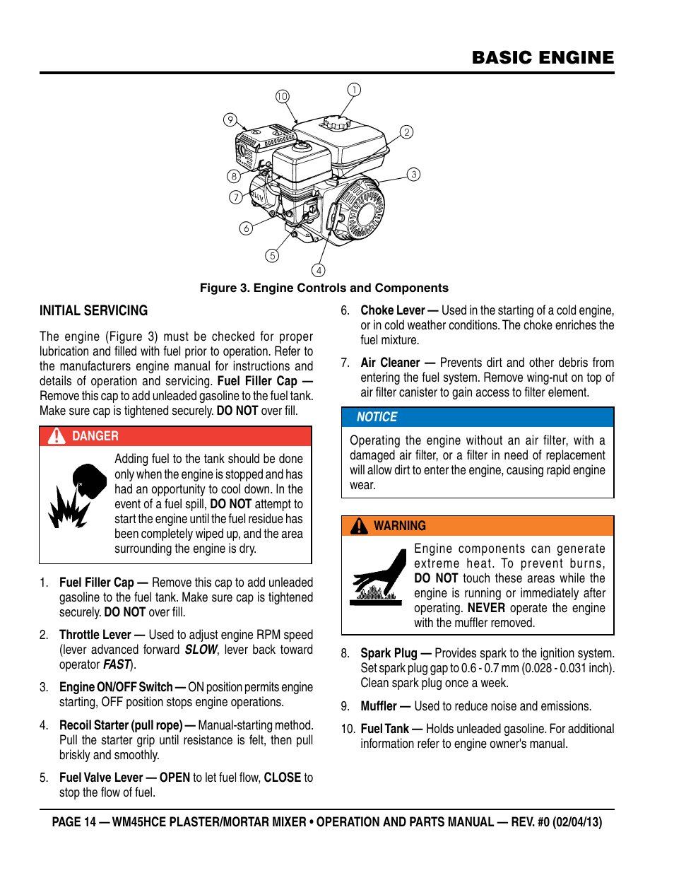 Basic engine | Multiquip WM45HCE_rev_0 User Manual | Page 14 / 40