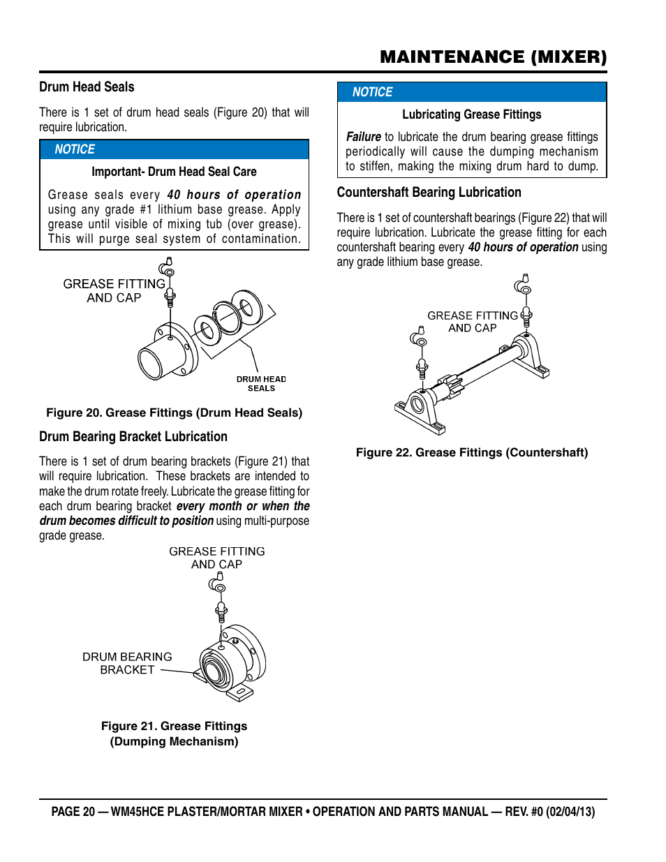 Maintenance (mixer) | Multiquip WM45HCE_rev_0 User Manual | Page 20 / 40