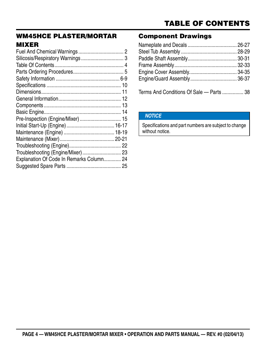 Multiquip WM45HCE_rev_0 User Manual | Page 4 / 40
