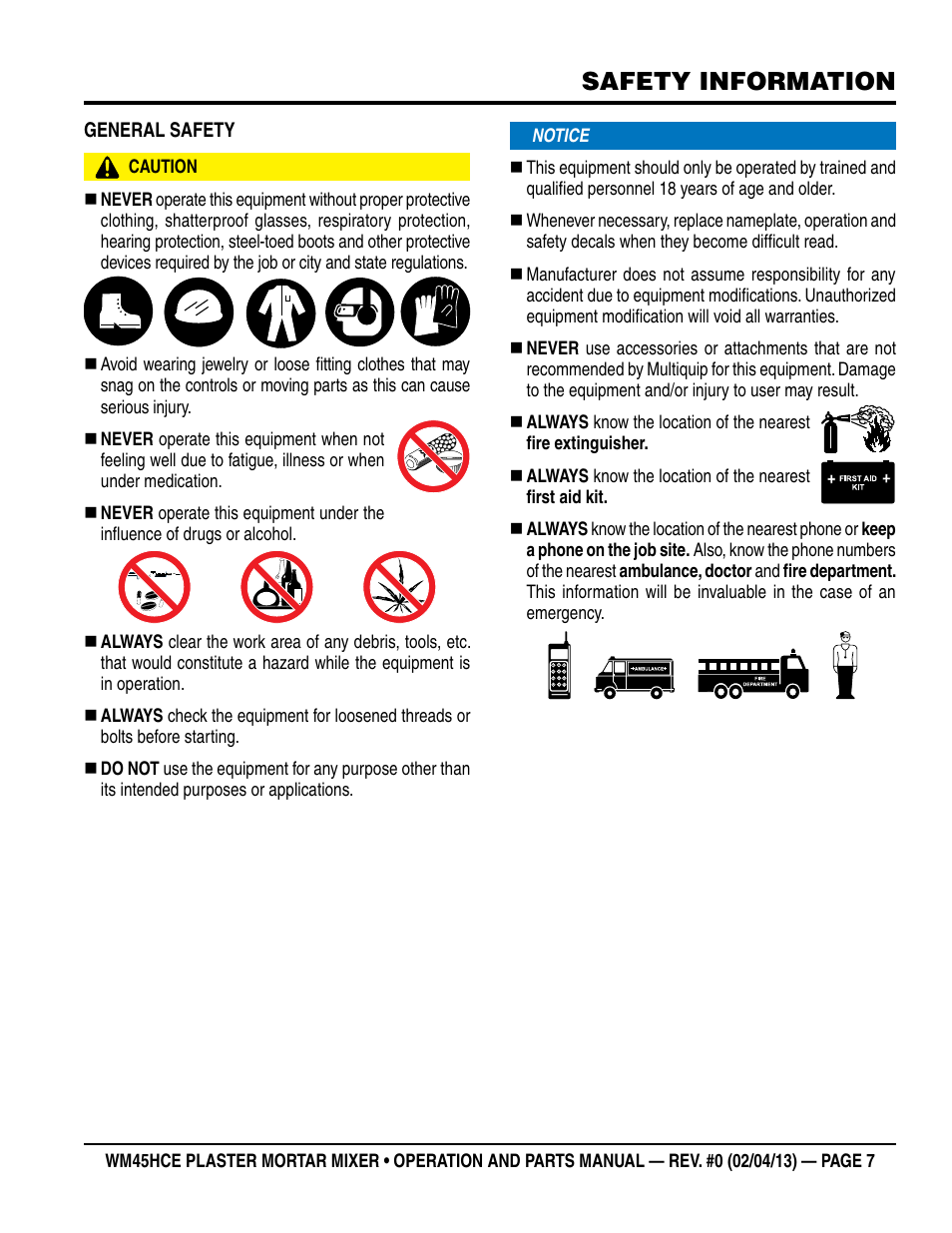 Safety information | Multiquip WM45HCE_rev_0 User Manual | Page 7 / 40