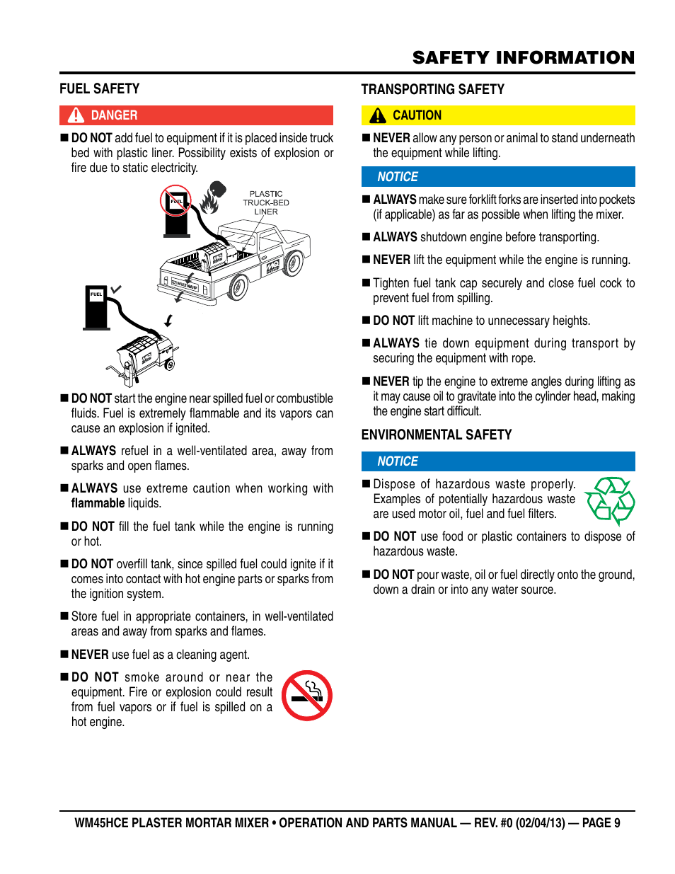 Safety information | Multiquip WM45HCE_rev_0 User Manual | Page 9 / 40