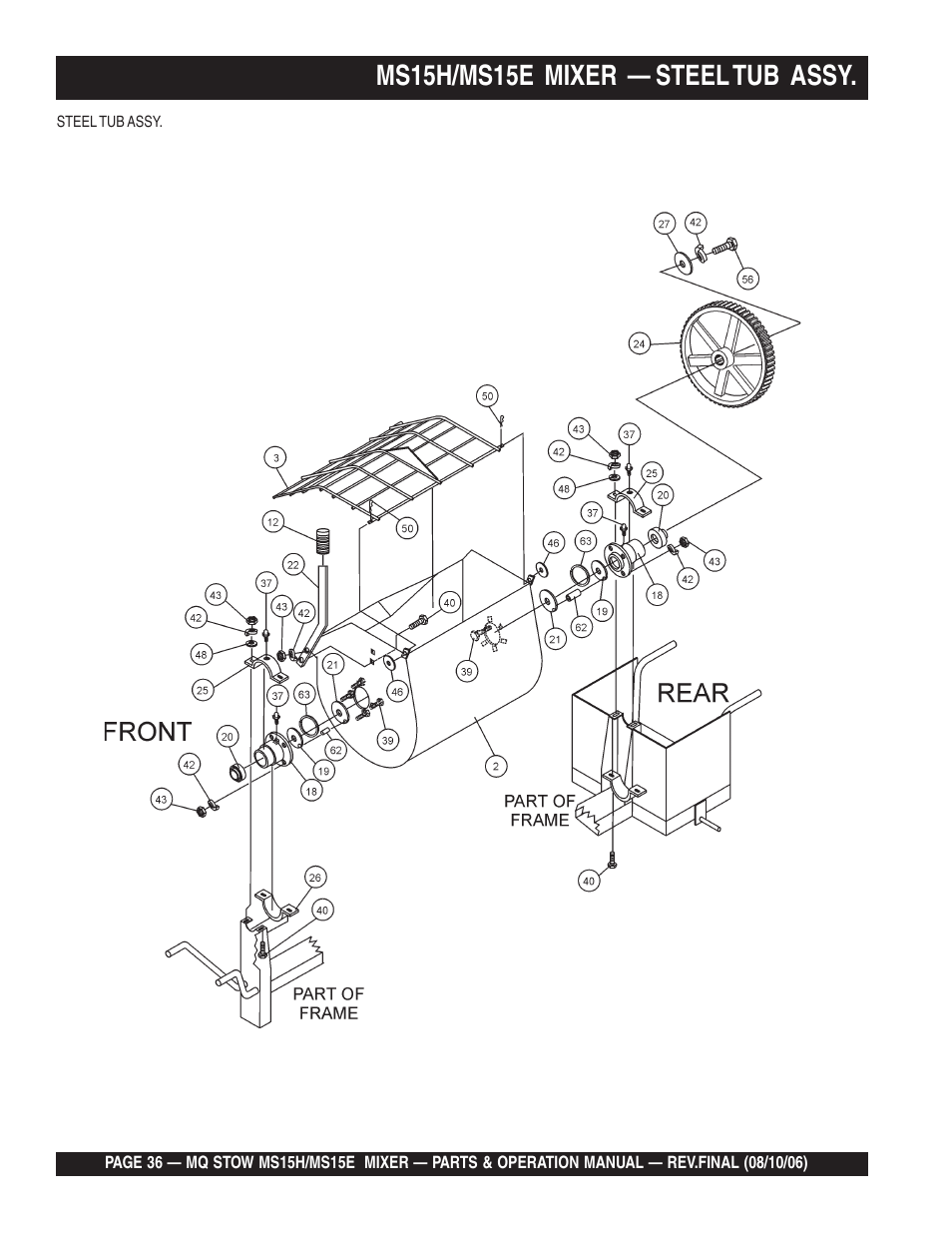 Ms15h/ms15e mixer — steel tub assy | Multiquip MS15E User Manual | Page 36 / 84