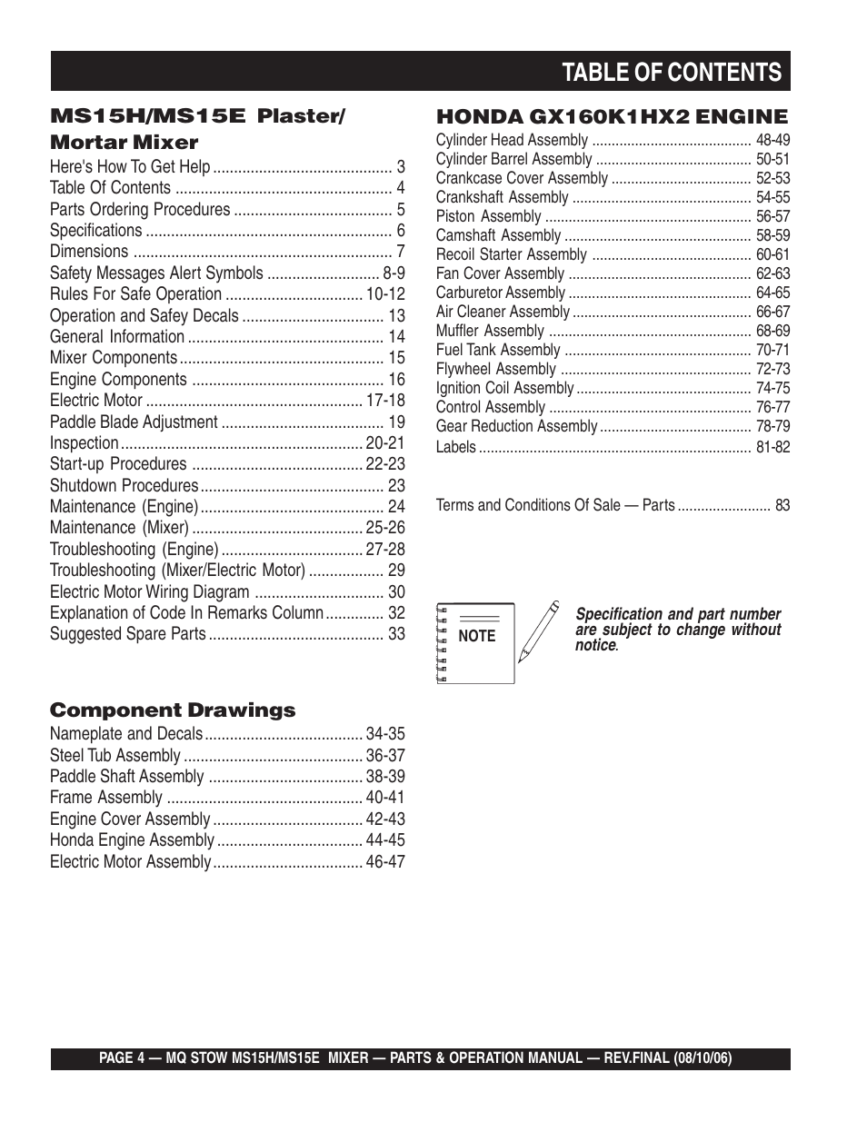 Multiquip MS15E User Manual | Page 4 / 84