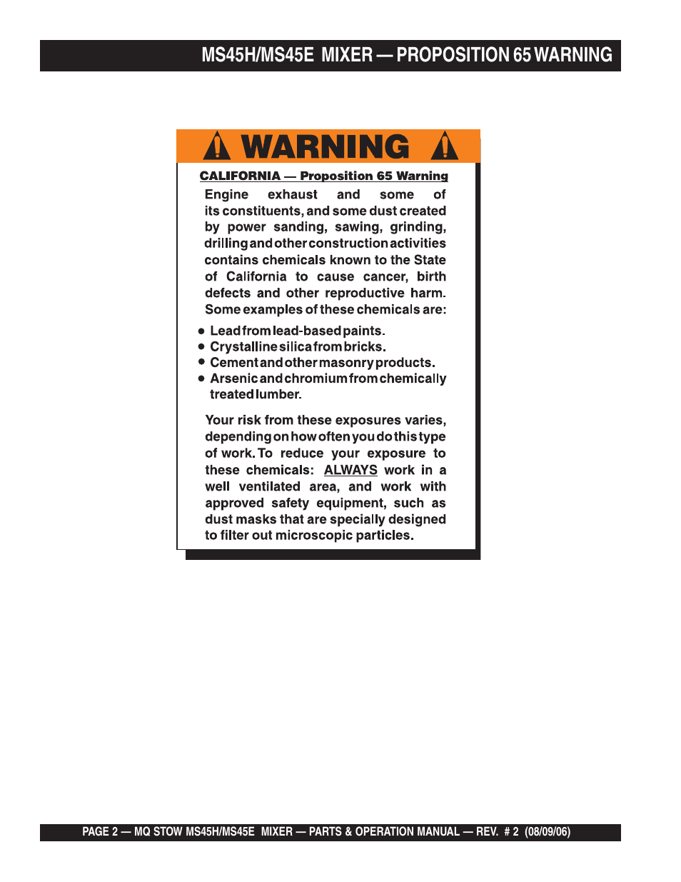Multiquip MS45E User Manual | Page 2 / 84