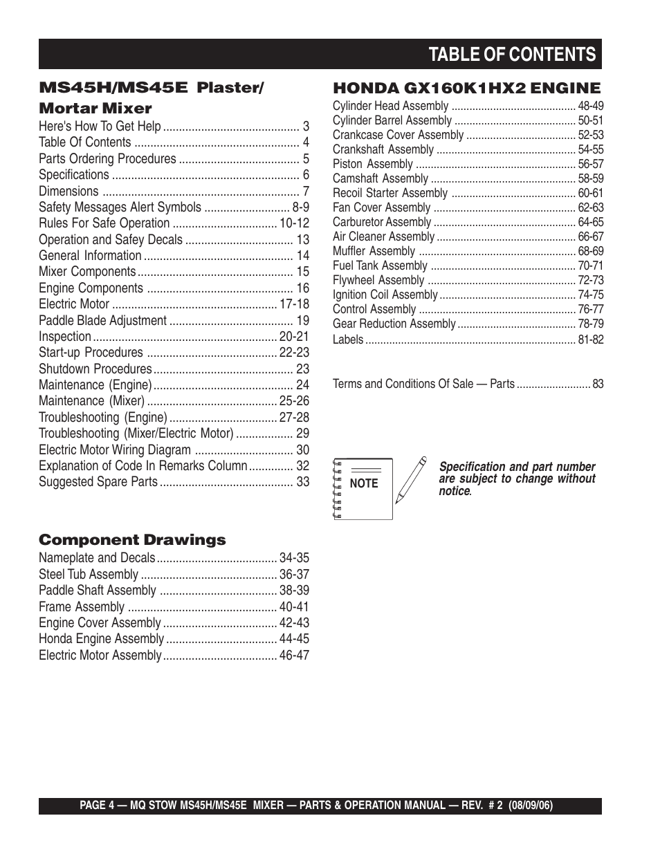 Multiquip MS45E User Manual | Page 4 / 84