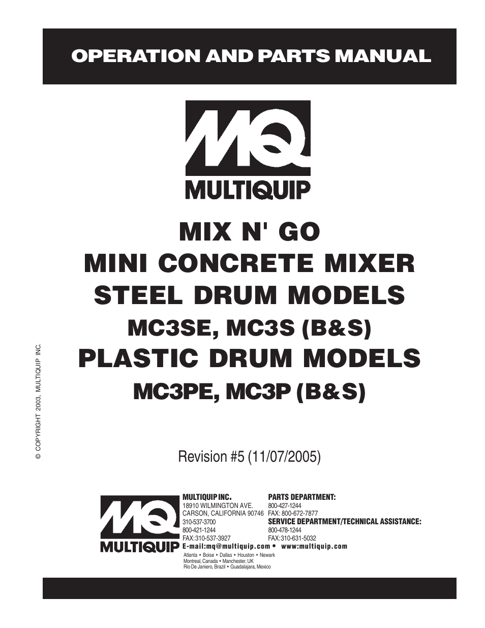 Multiquip MC3P User Manual | 42 pages