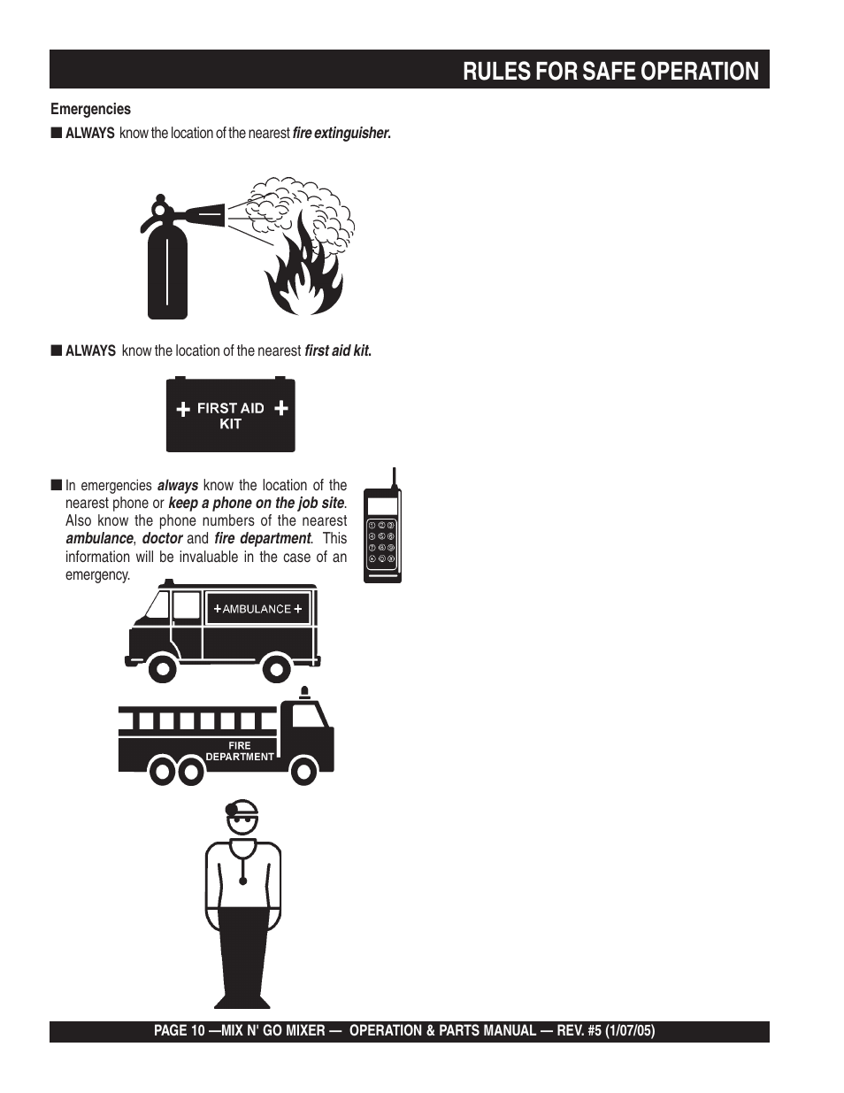 Rules for safe operation | Multiquip MC3P User Manual | Page 10 / 42