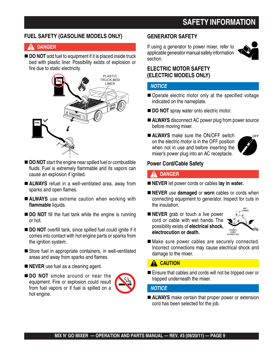 Safety information | Multiquip MC3SBA User Manual | Page 9 / 46