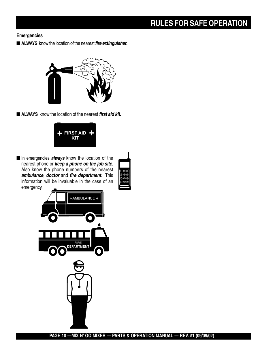 Rules for safe operation | Multiquip MC3H User Manual | Page 10 / 72