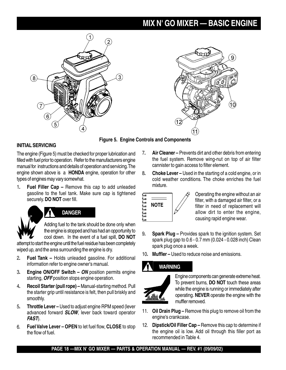 Mix n' go mixer — basic engine | Multiquip MC3H User Manual | Page 18 / 72