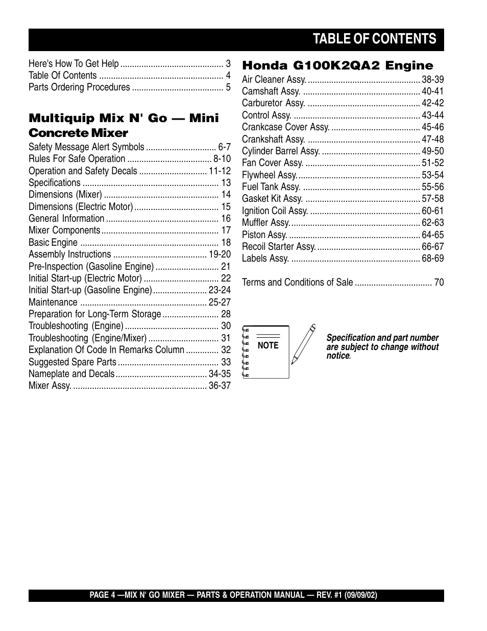 Multiquip MC3H User Manual | Page 4 / 72