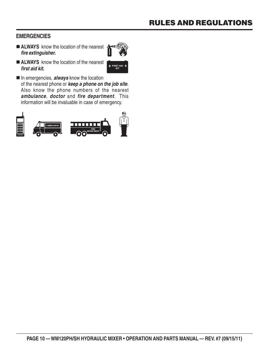Rules and regulations | Multiquip WM120SH Series User Manual | Page 10 / 108