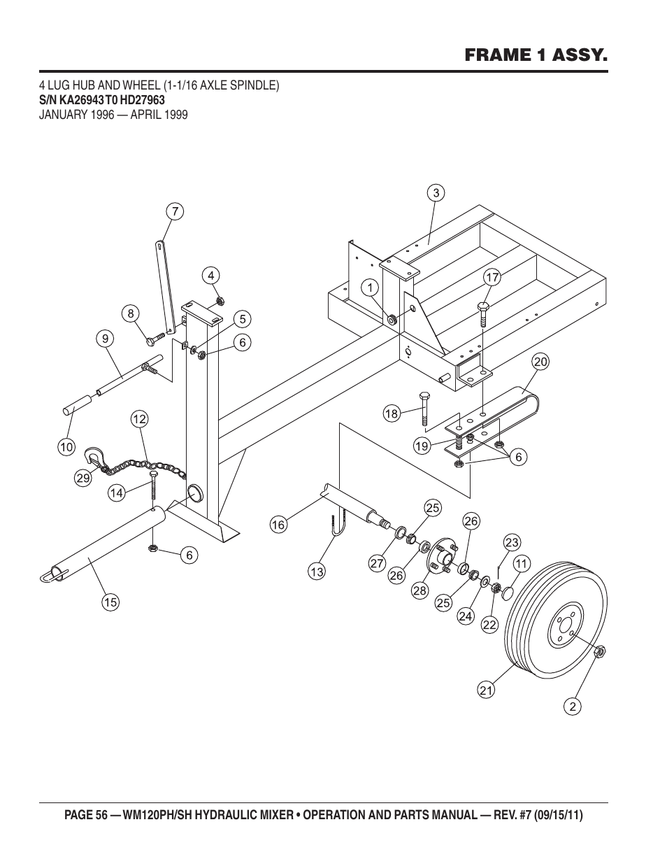 Frame 1 assy | Multiquip WM120SH Series User Manual | Page 56 / 108