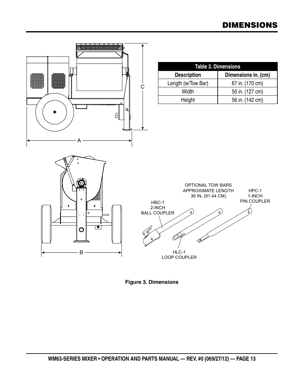 Dimensions | Multiquip WM63h8 User Manual | Page 13 / 60