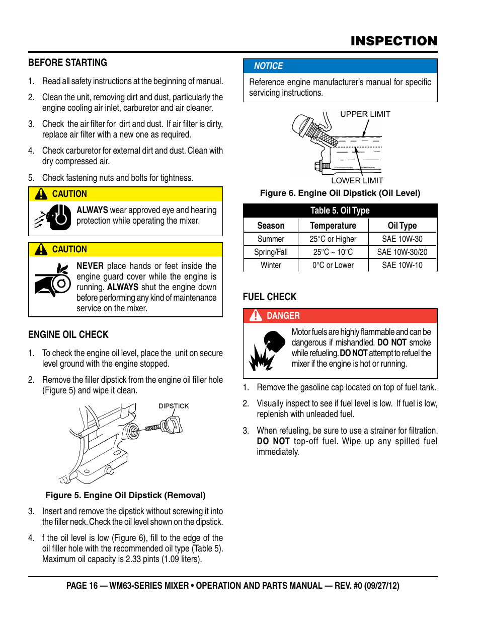 Inspection | Multiquip WM63h8 User Manual | Page 16 / 60