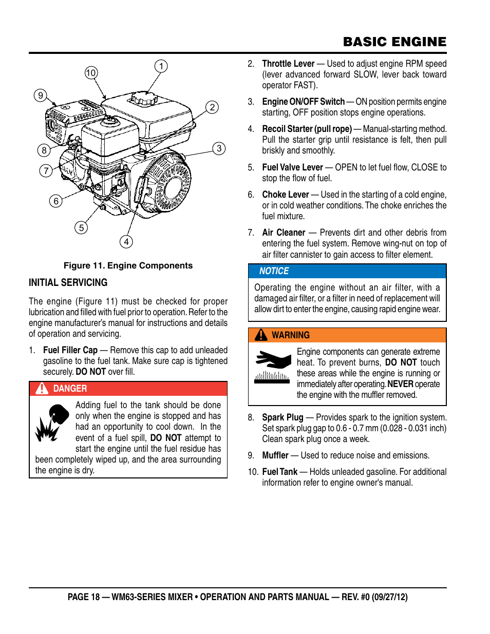 Basic engine | Multiquip WM63h8 User Manual | Page 18 / 60
