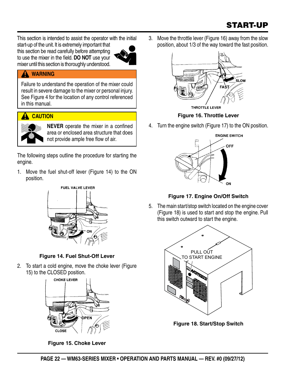Start-up | Multiquip WM63h8 User Manual | Page 22 / 60