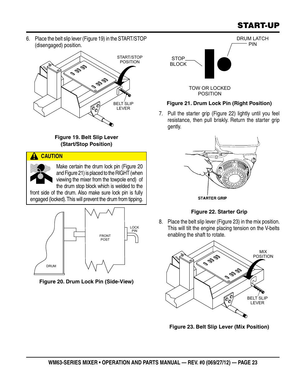 Start-up | Multiquip WM63h8 User Manual | Page 23 / 60