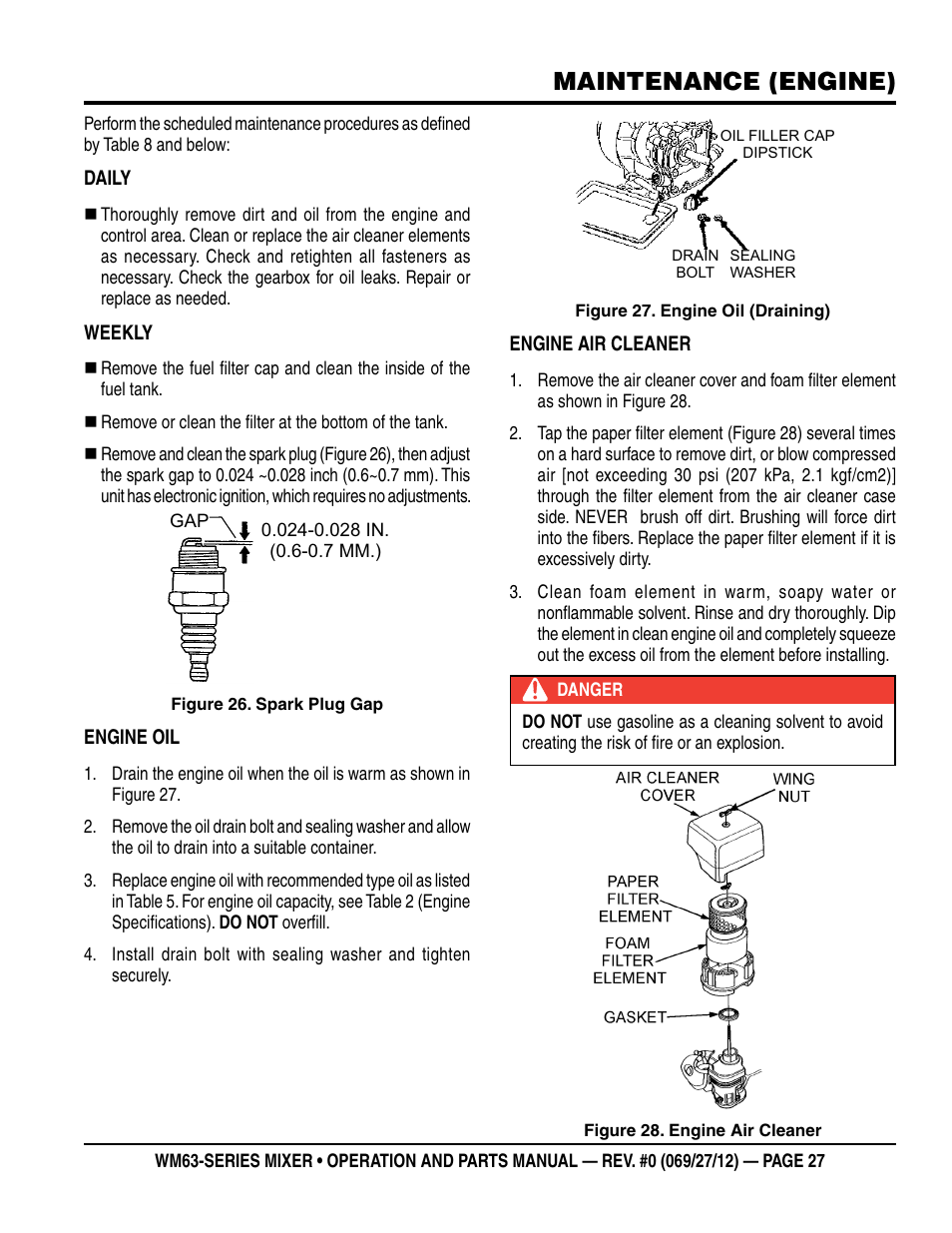 Maintenance (engine) | Multiquip WM63h8 User Manual | Page 27 / 60