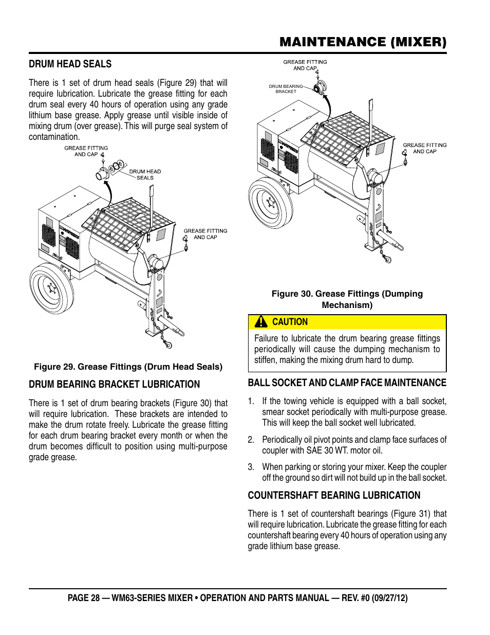 Maintenance (mixer) | Multiquip WM63h8 User Manual | Page 28 / 60