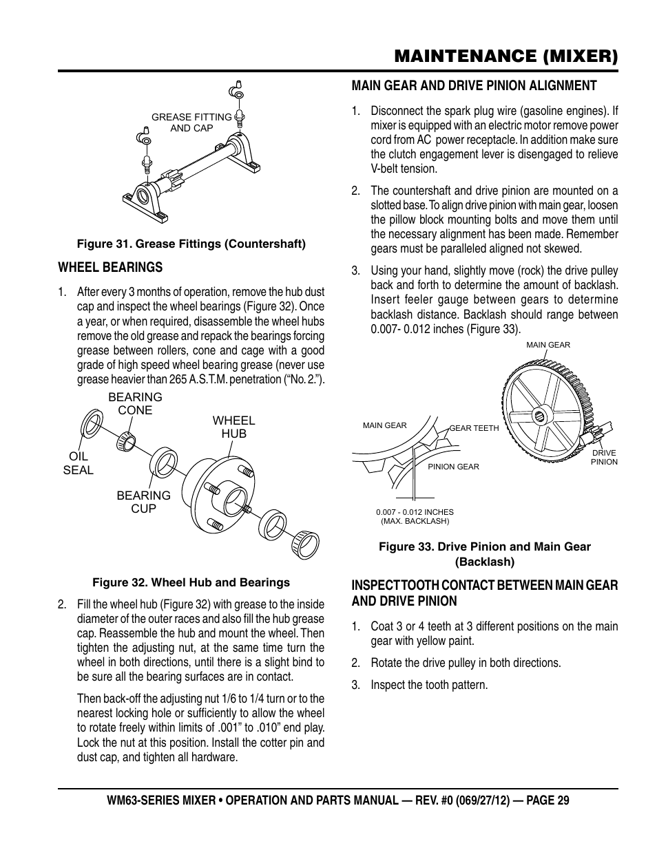Maintenance (mixer) | Multiquip WM63h8 User Manual | Page 29 / 60