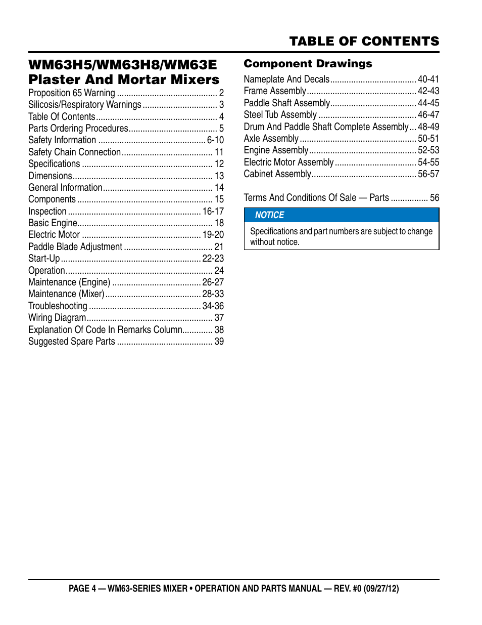 Multiquip WM63h8 User Manual | Page 4 / 60