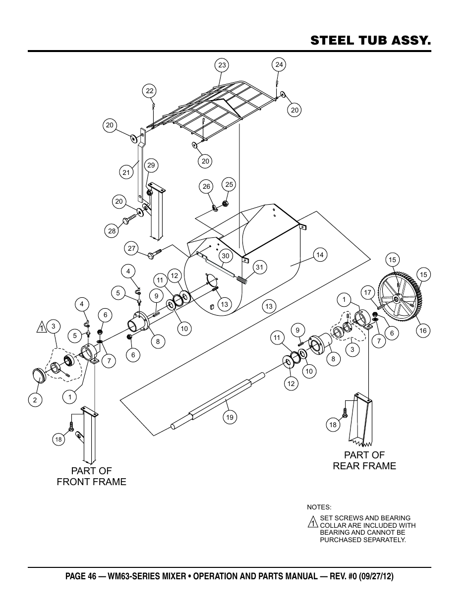 Steel tub assy, Part of front frame part of rear frame | Multiquip WM63h8 User Manual | Page 46 / 60