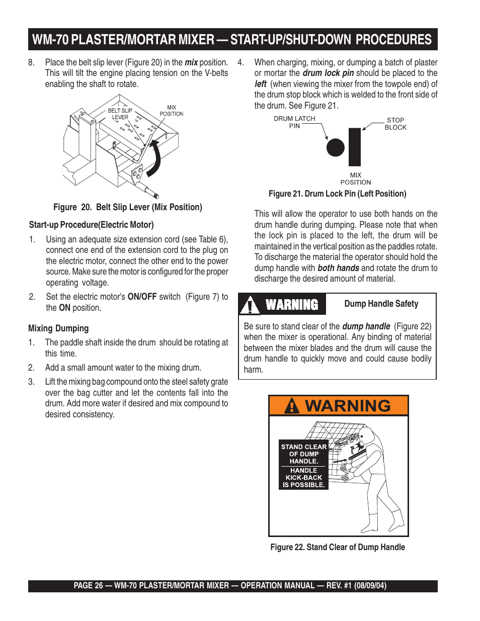 Warning | Multiquip WM70P User Manual | Page 26 / 40