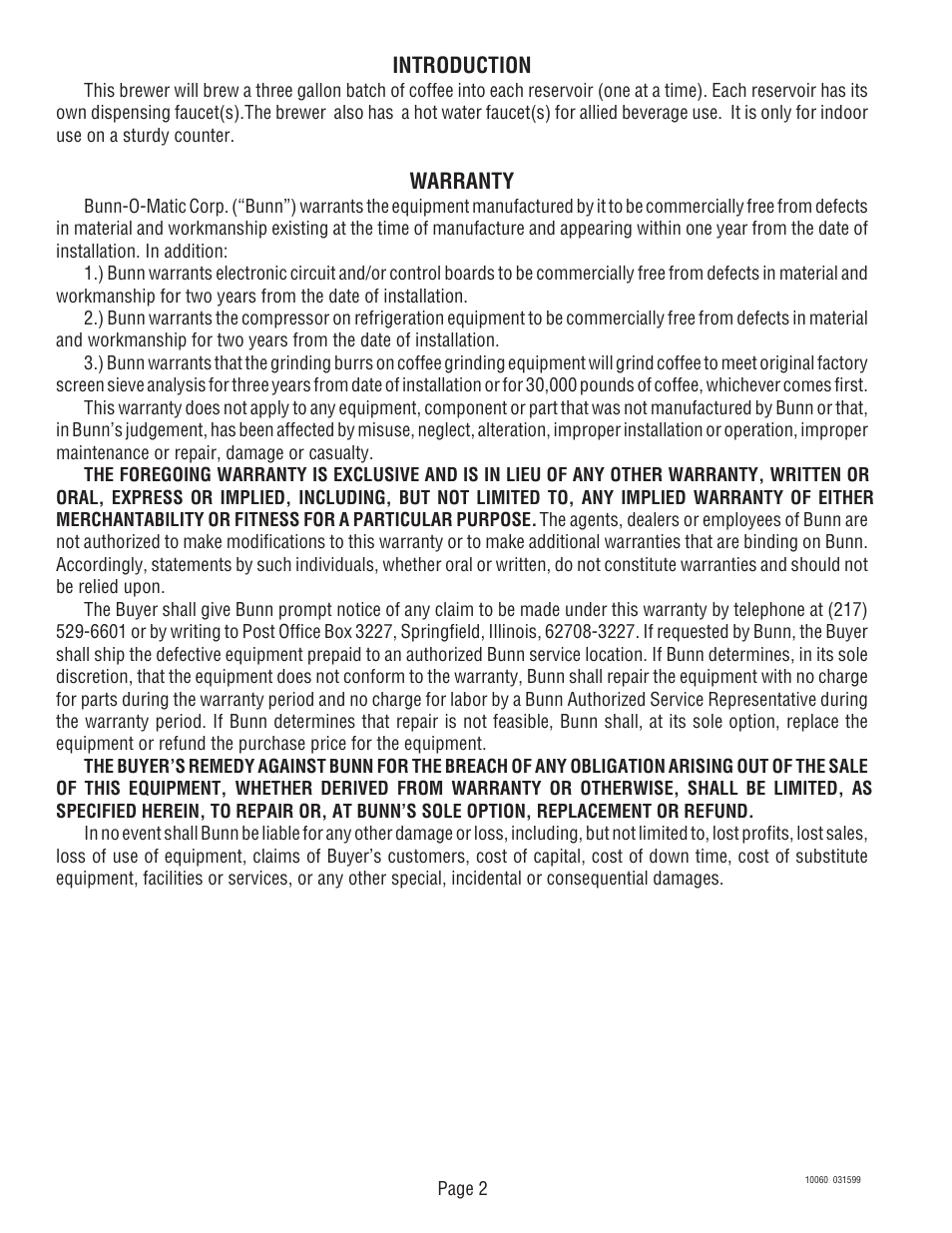 Bunn U3 U3A User Manual | Page 2 / 41