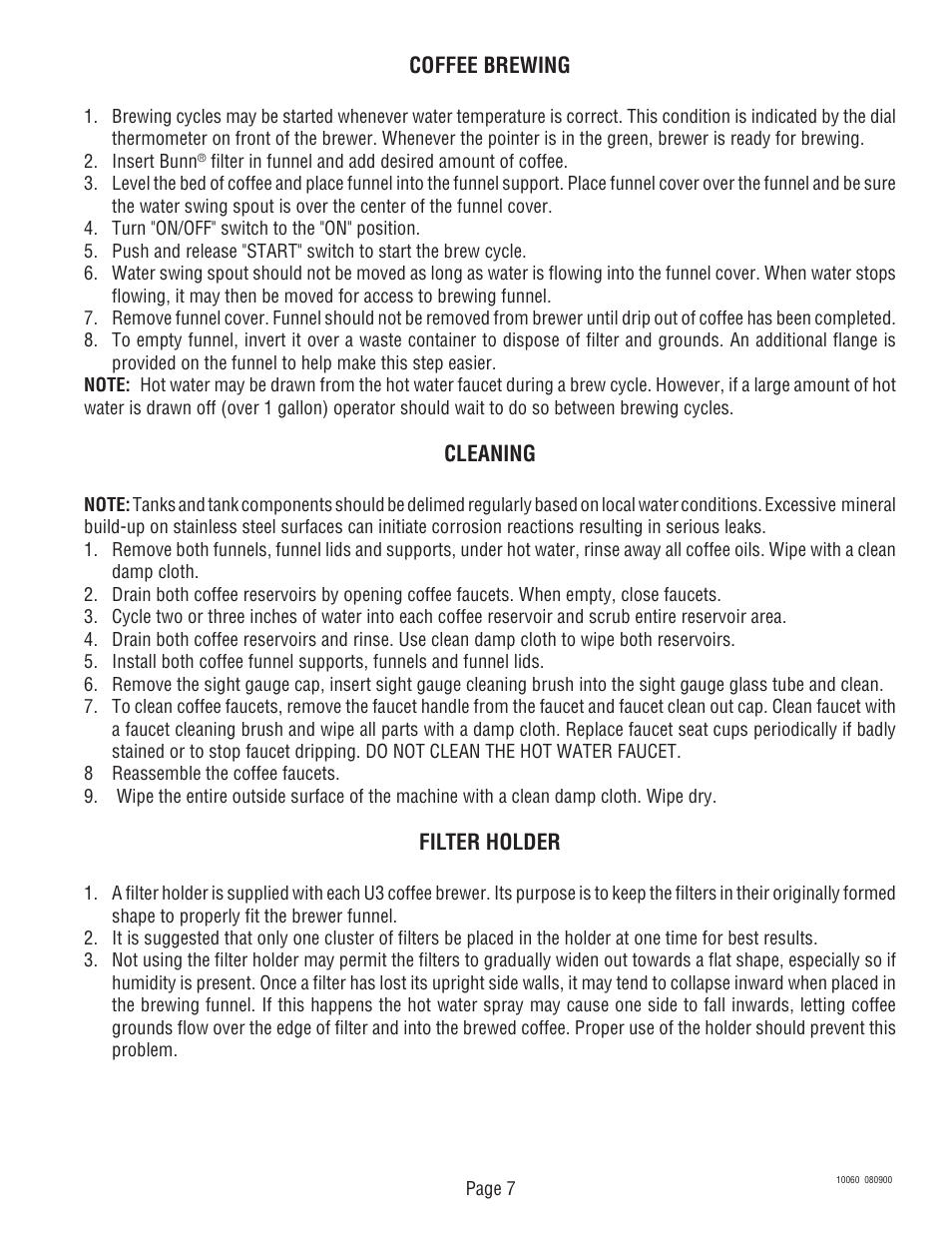 Bunn U3 U3A User Manual | Page 7 / 41
