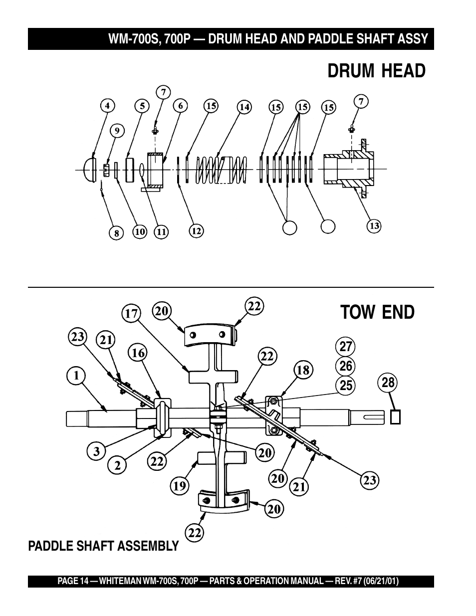 Tow end drum head | Multiquip WM700P User Manual | Page 14 / 28