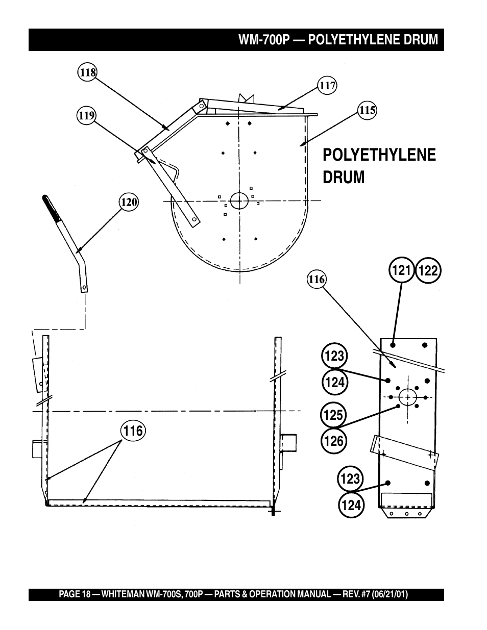 Polyethylene drum | Multiquip WM700P User Manual | Page 18 / 28