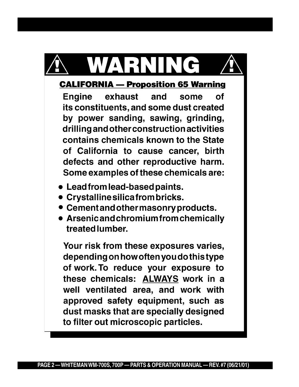 Multiquip WM700P User Manual | Page 2 / 28