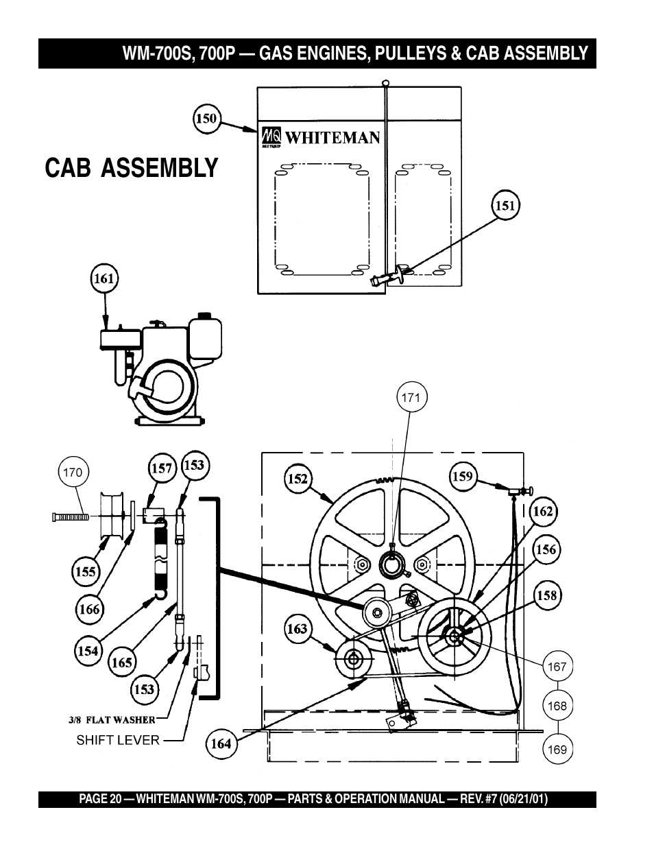 Cab assembly | Multiquip WM700P User Manual | Page 20 / 28