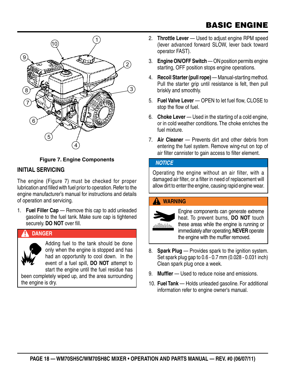 Basic engine | Multiquip WM70SH8C User Manual | Page 18 / 54