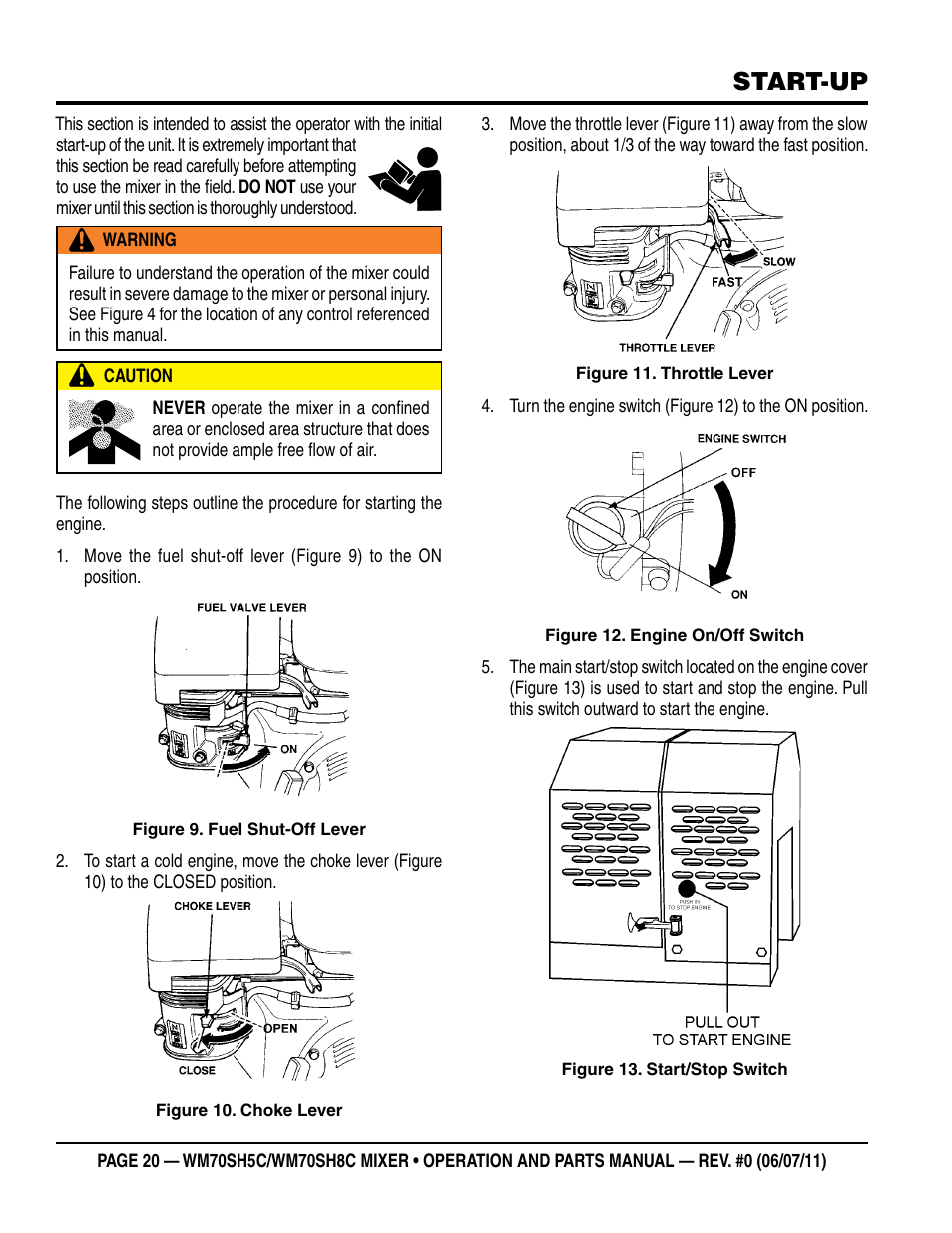 Start-up | Multiquip WM70SH8C User Manual | Page 20 / 54