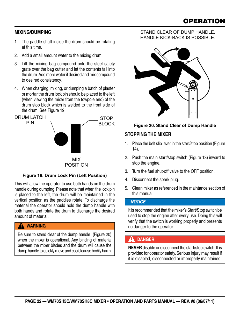 Operation | Multiquip WM70SH8C User Manual | Page 22 / 54