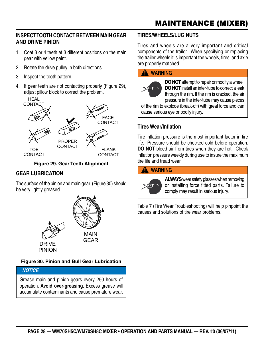 Maintenance (mixer) | Multiquip WM70SH8C User Manual | Page 28 / 54