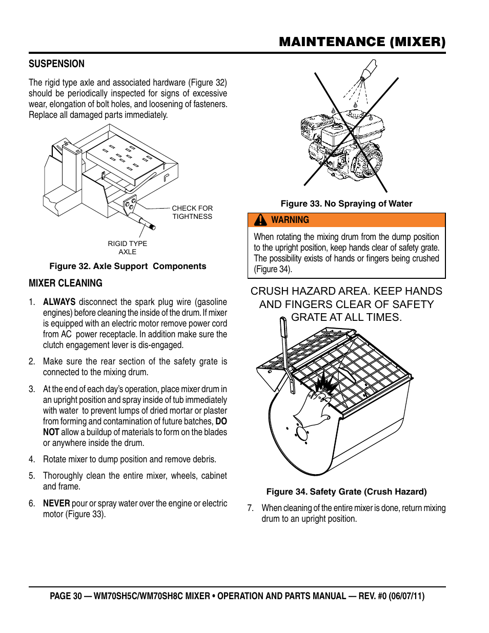 Maintenance (mixer) | Multiquip WM70SH8C User Manual | Page 30 / 54