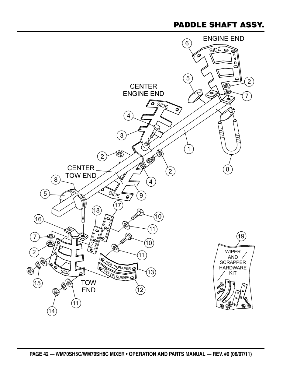 Paddle shaft assy | Multiquip WM70SH8C User Manual | Page 42 / 54