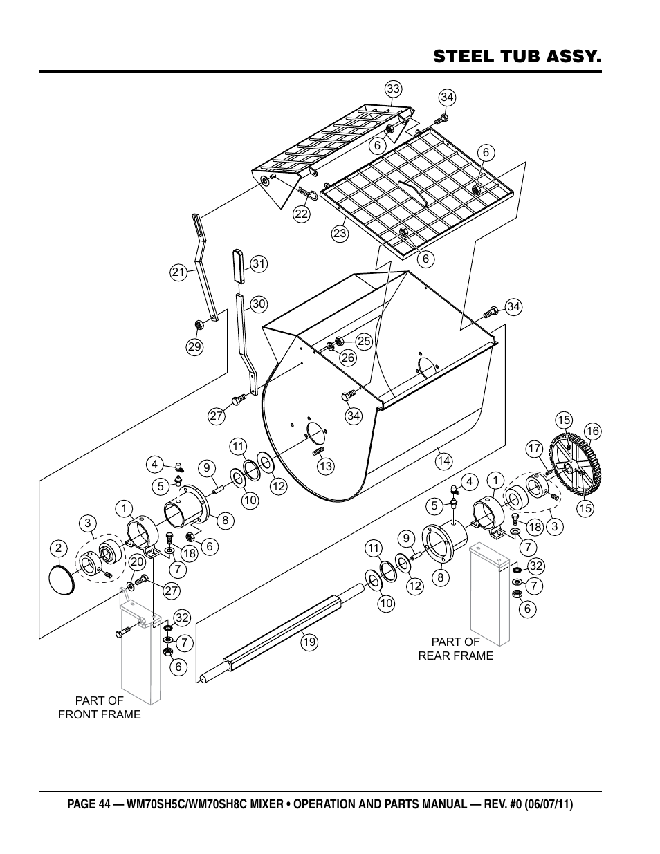 Steel tub assy | Multiquip WM70SH8C User Manual | Page 44 / 54