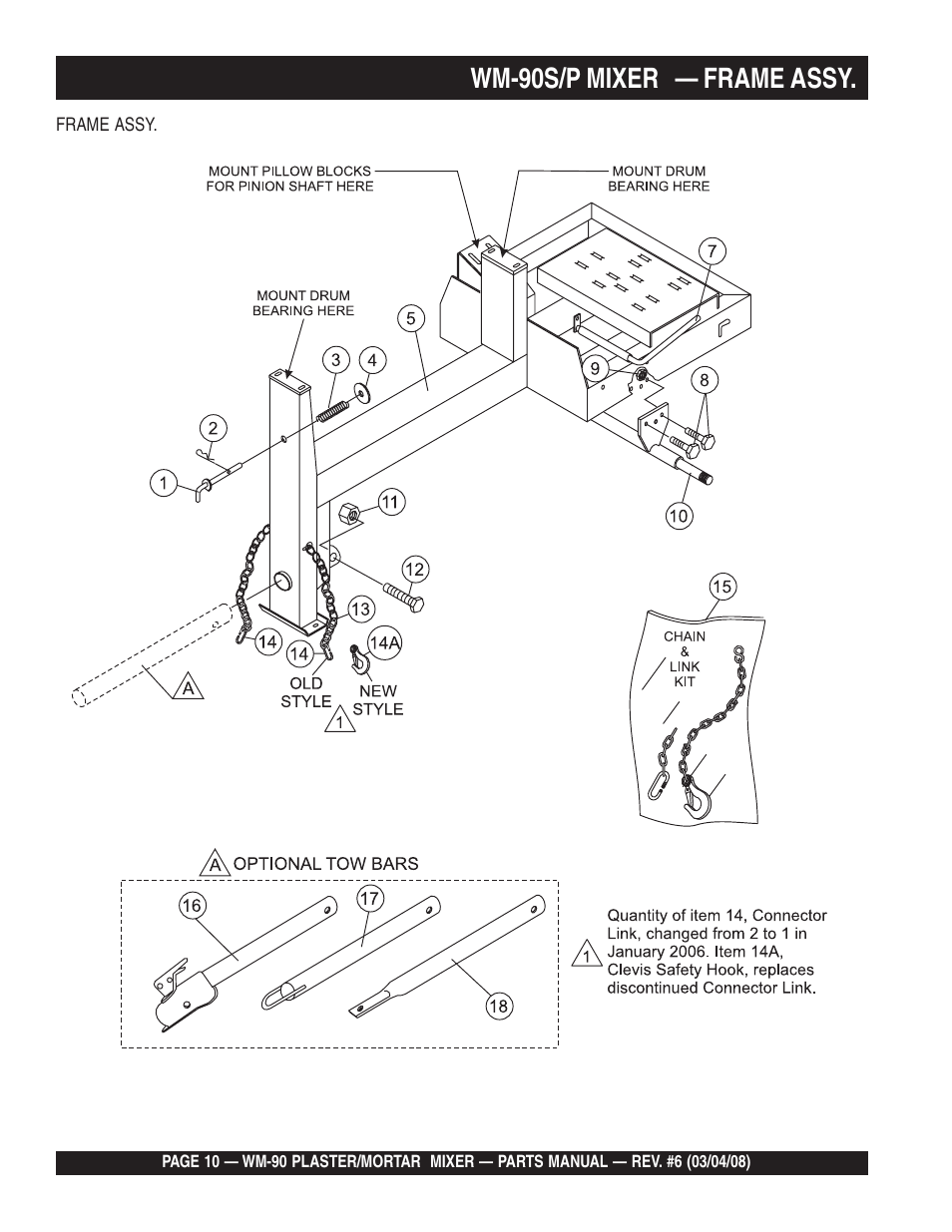 Wm-90s/p mixer — frame assy | Multiquip WM90P User Manual | Page 10 / 66